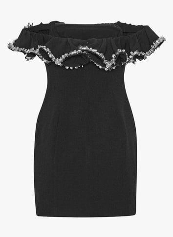 Short flounced dress ROTATE Black